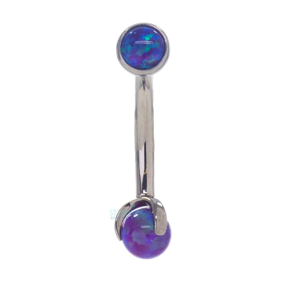 Opal in Bezel & Opal Ball in Prongs Curved Barbell