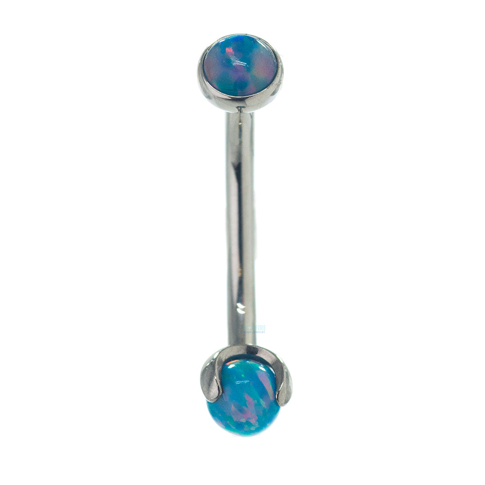 Opal in Bezel & Opal Ball in Prongs Curved Barbell