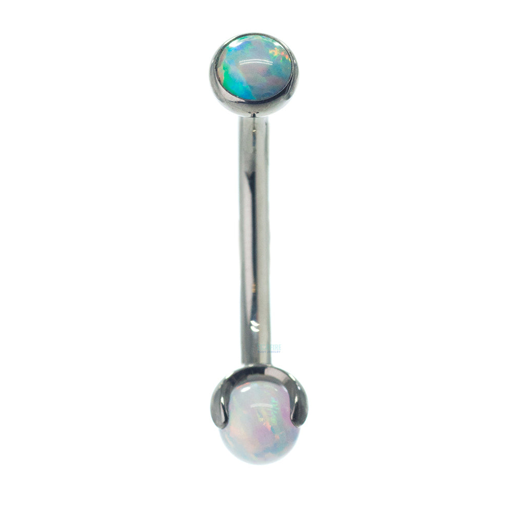 Opal in Bezel & Opal Ball in Prongs Curved Barbell