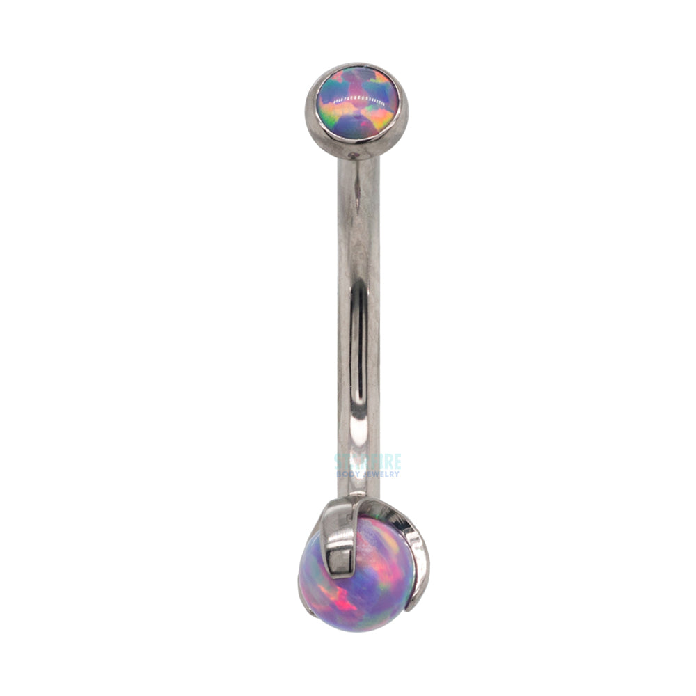 Opal in Bezel & Opal Ball in Prongs Curved Barbell