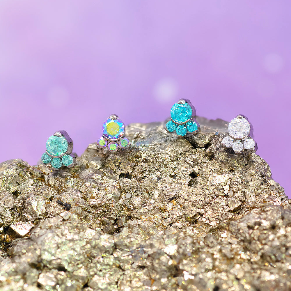 "Carina" Threaded End with Faceted Gems Cluster