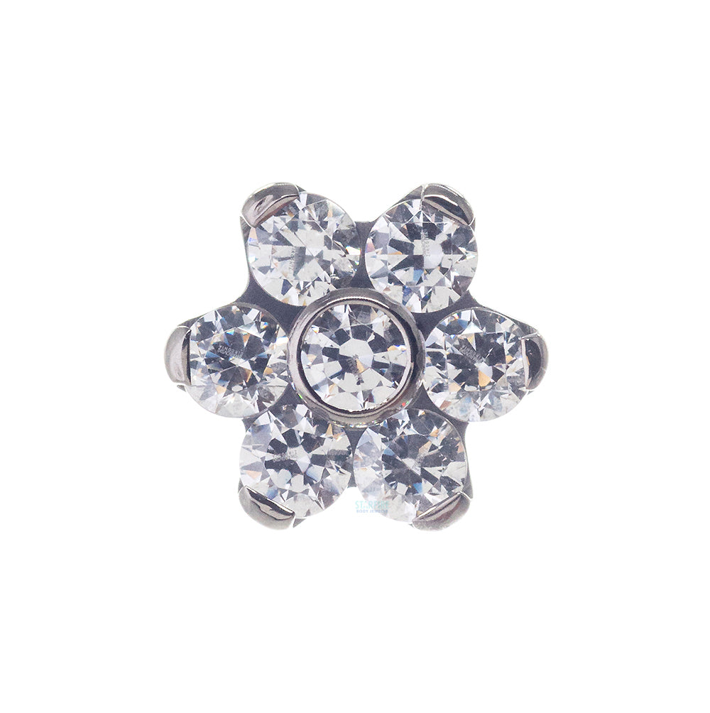 Flower Threaded End with Faceted Gems