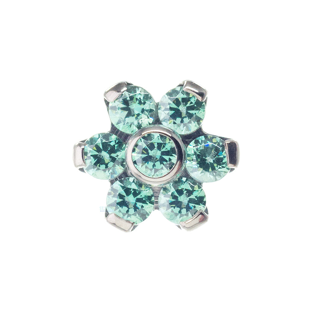 Flower Threaded End with Faceted Gems
