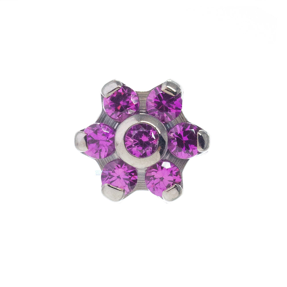 Flower Threaded End with Faceted Gems