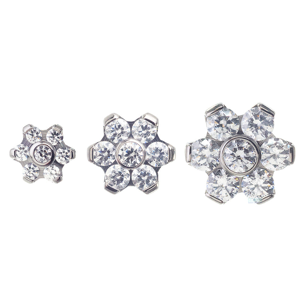 Flower Threaded End with Faceted Gems