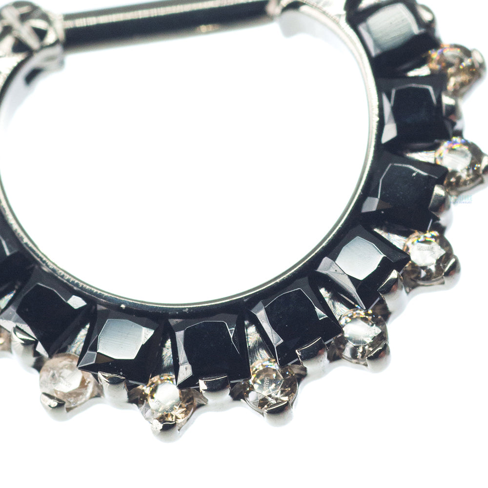 "Dione" Clicker #36 Princess-Cut & Round Faceted Gem - 1/4" post - custom color combos