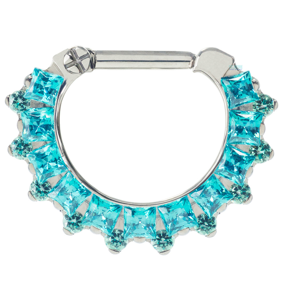 "Dione" Clicker #36 Princess-Cut & Round Faceted Gem - 1/4" post - custom color combos