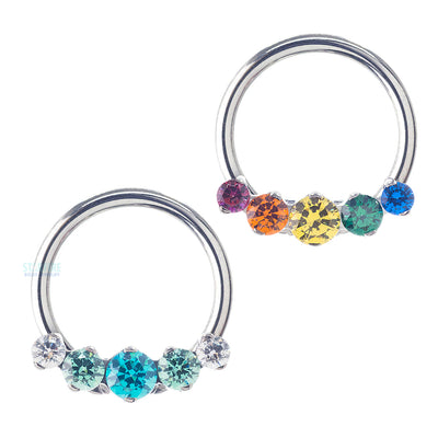 "Prium" Faceted Gem Cluster Captive Bead Ring (CBR) - custom color combos
