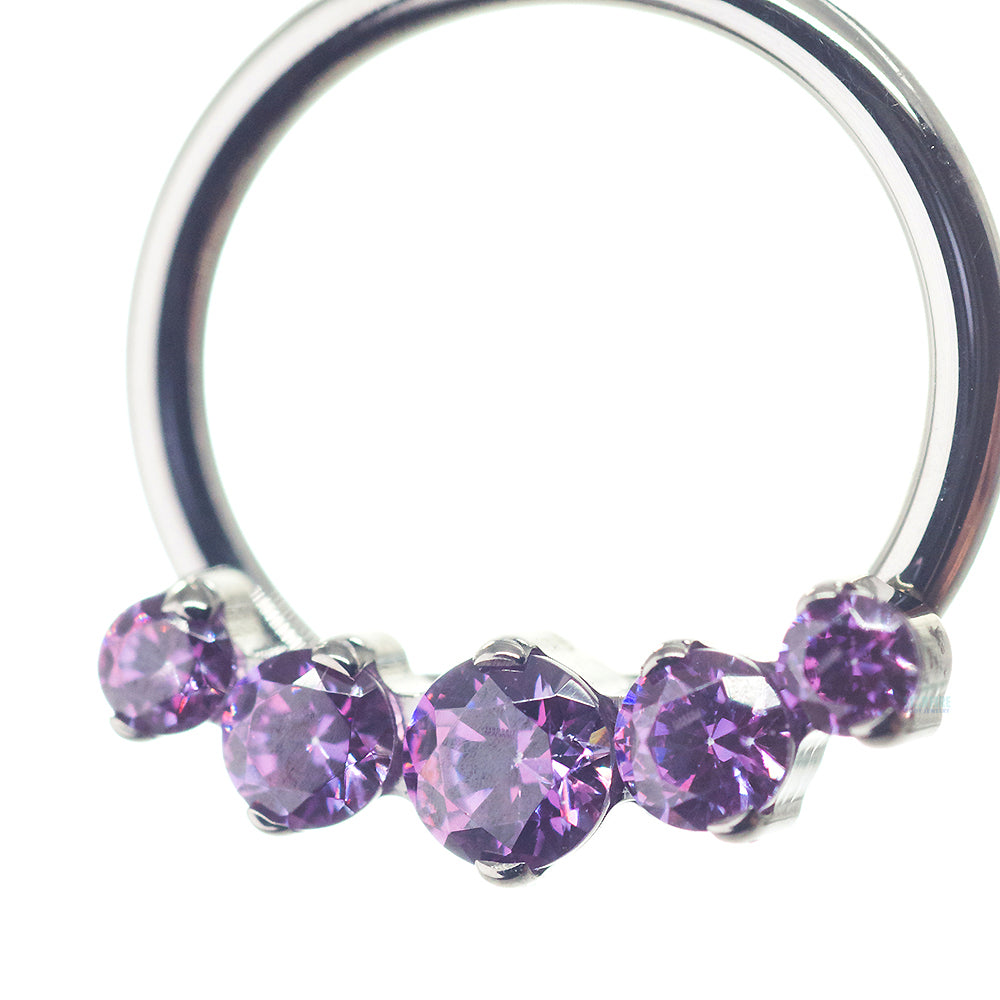 "Prium" Faceted Gem Cluster Captive Bead Ring (CBR)