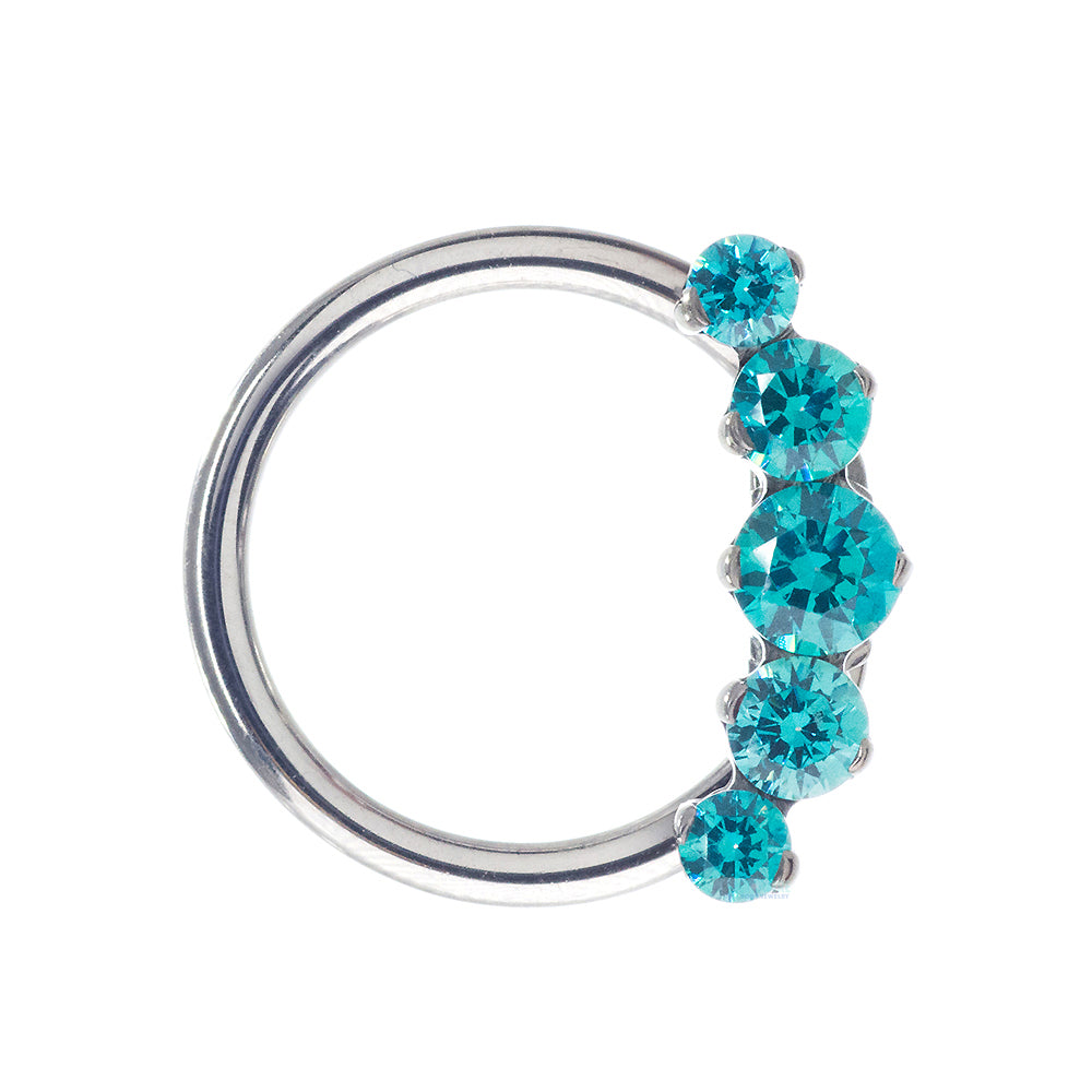 "Prium" Faceted Gem Cluster Captive Bead Ring (CBR)