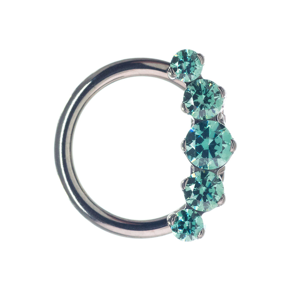 "Prium" Faceted Gem Cluster Captive Bead Ring (CBR)