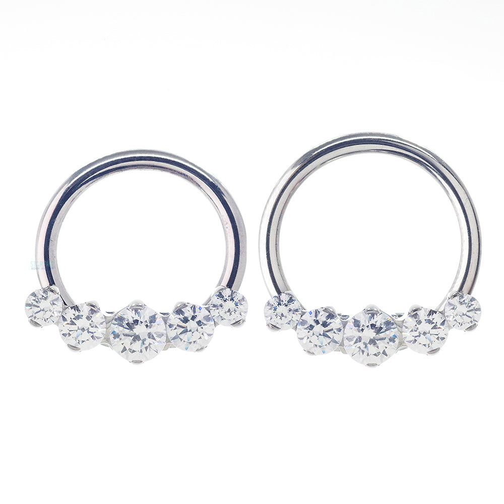 "Prium" Faceted Gem Cluster Captive Bead Ring (CBR)