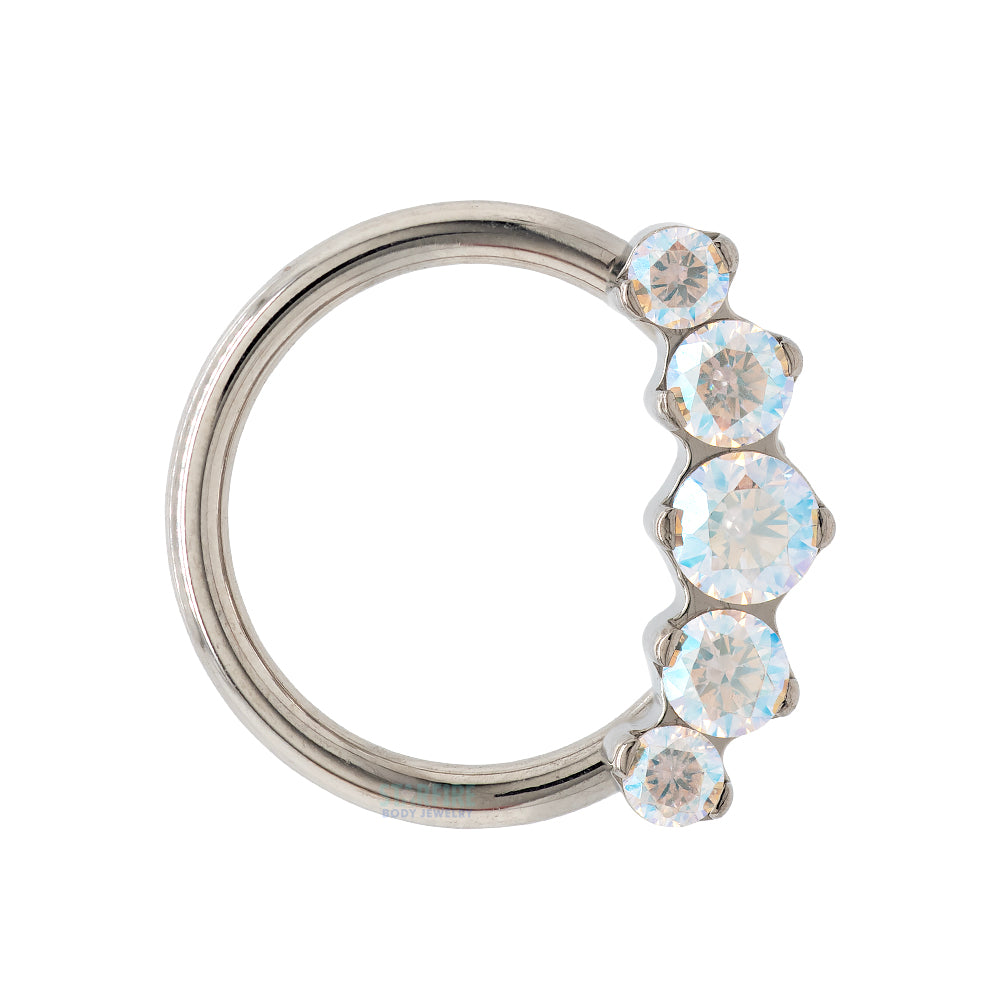 "Prium" Faceted Gem Cluster Captive Bead Ring (CBR)