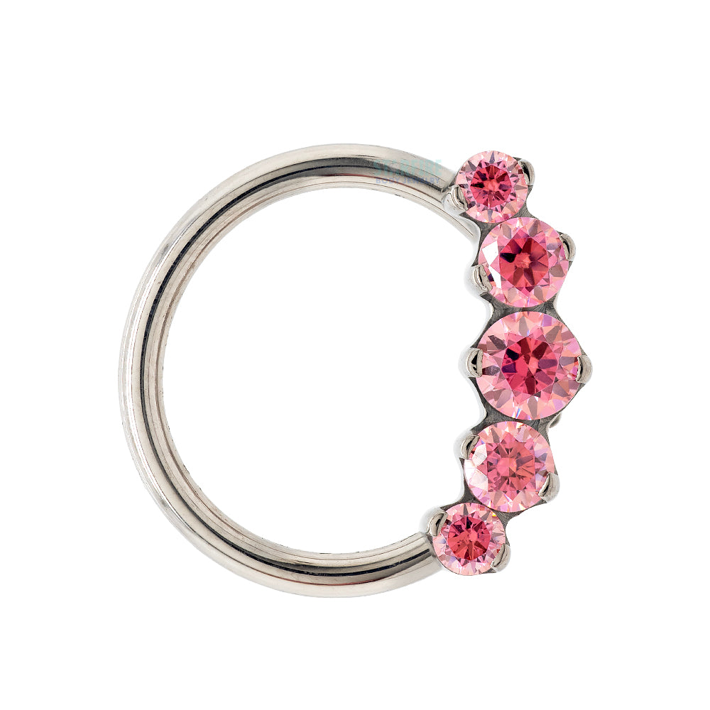 "Prium" Faceted Gem Cluster Captive Bead Ring (CBR)