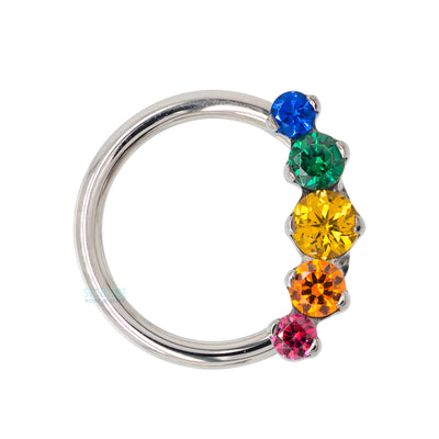 "Prium" Faceted Gem Cluster Captive Bead Ring (CBR) - custom color combos