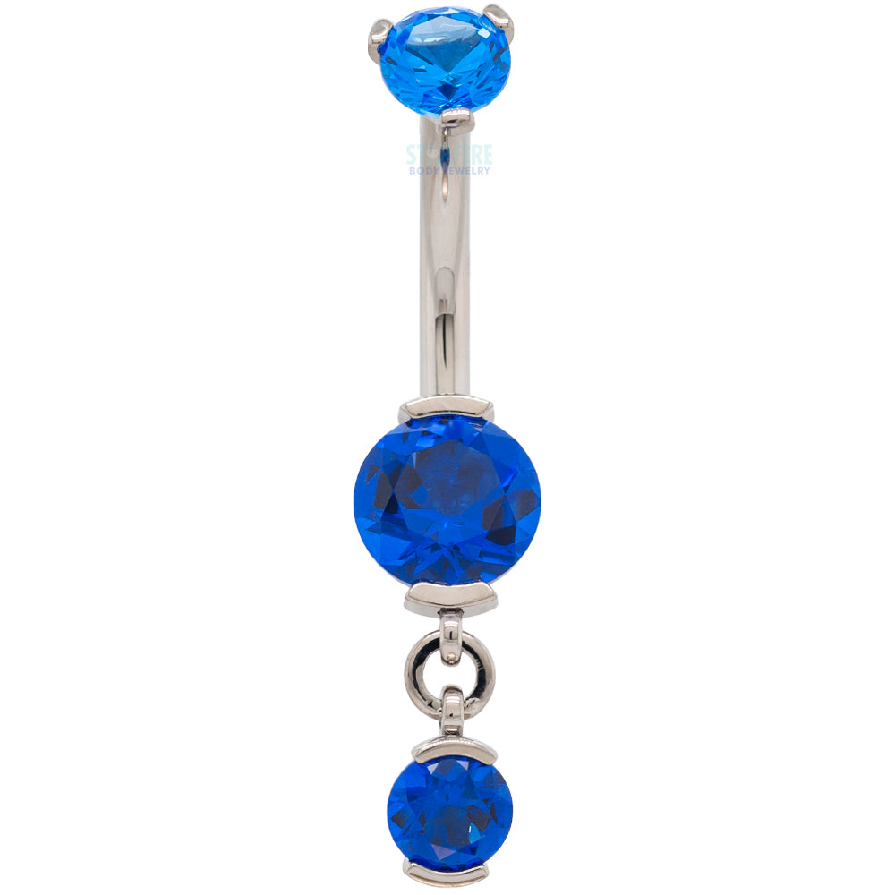 2 Prong-Set Faceted Gem Navel Curve with Dangle #1