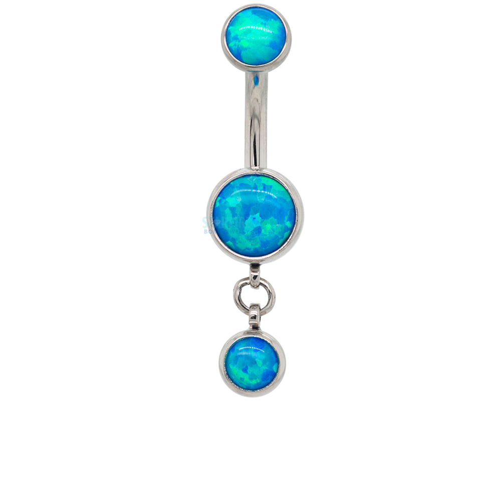 Bezel-Set Opal Navel Curve with Dangle #1