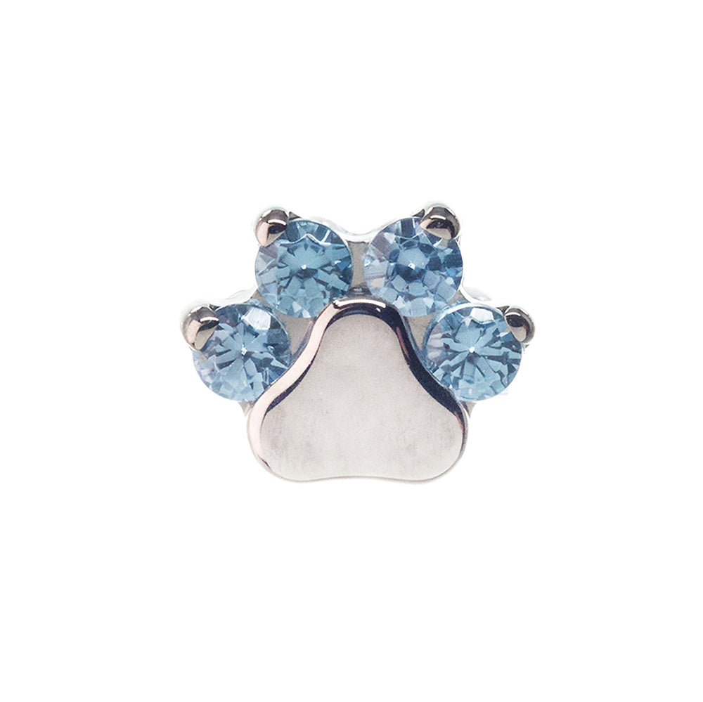 Faceted Gem Paw Print Threaded End