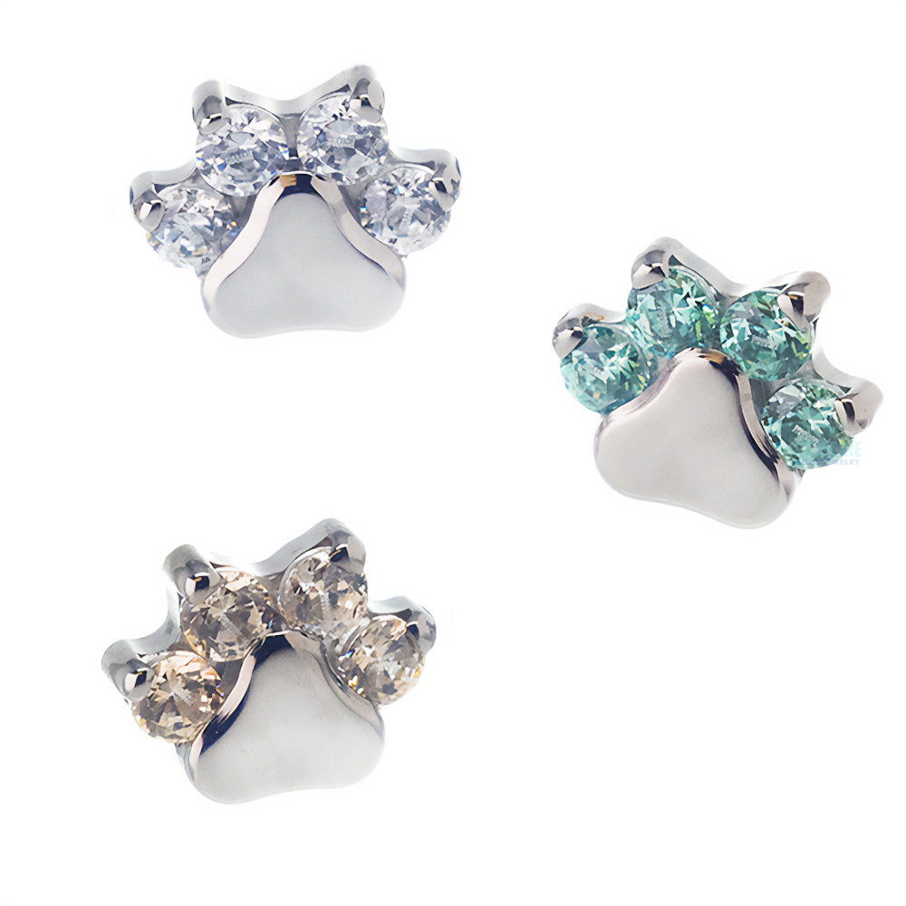 Faceted Gem Paw Print Threaded End