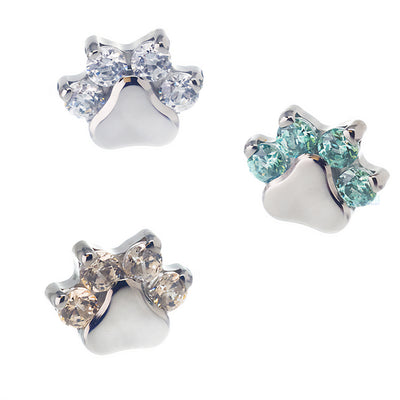 Faceted Gem Paw Print Threaded End