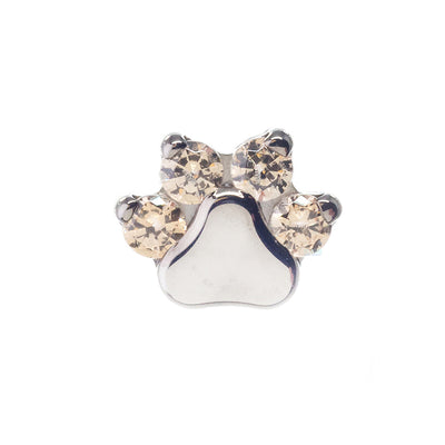 Faceted Gem Paw Print Threaded End