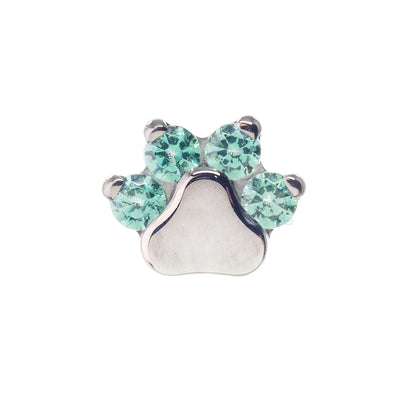 Faceted Gem Paw Print Threaded End