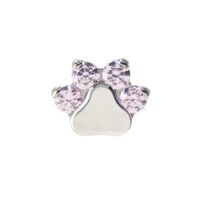 Faceted Gem Paw Print Threaded End