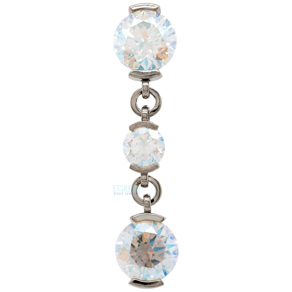 Reverse Dangle 2 Prong-Set Faceted Gem Navel Curve with Dangle #5