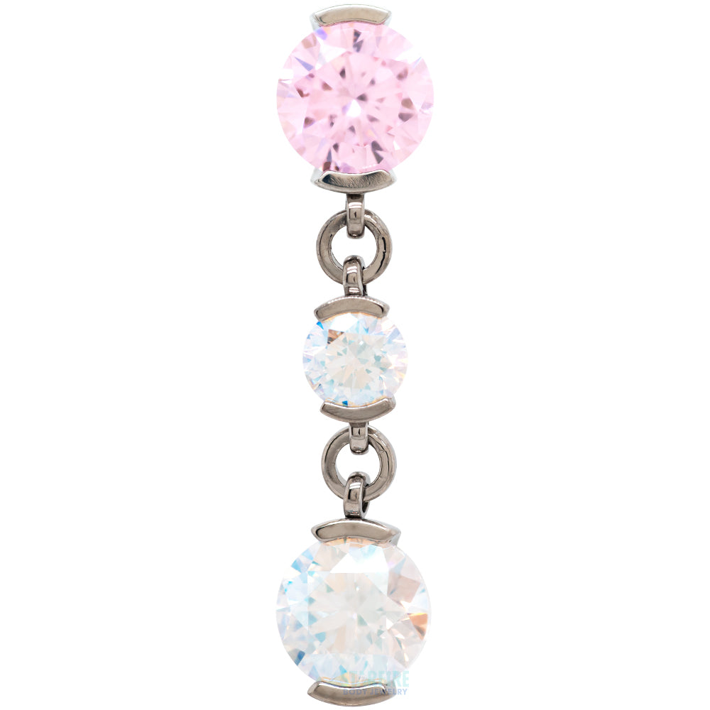 Reverse Dangle 2 Prong-Set Faceted Gem Navel Curve with Dangle #5 - custom color combos