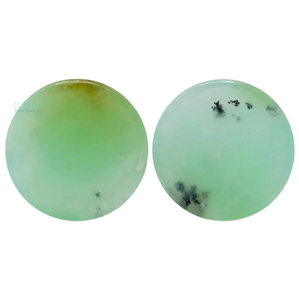 Mayan Style Stone Plugs - Chrysoprase
