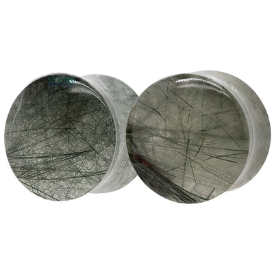 Stone Plugs - Green Tourmalinated Quartz