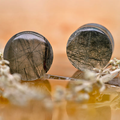 Stone Plugs - Green Tourmalinated Quartz