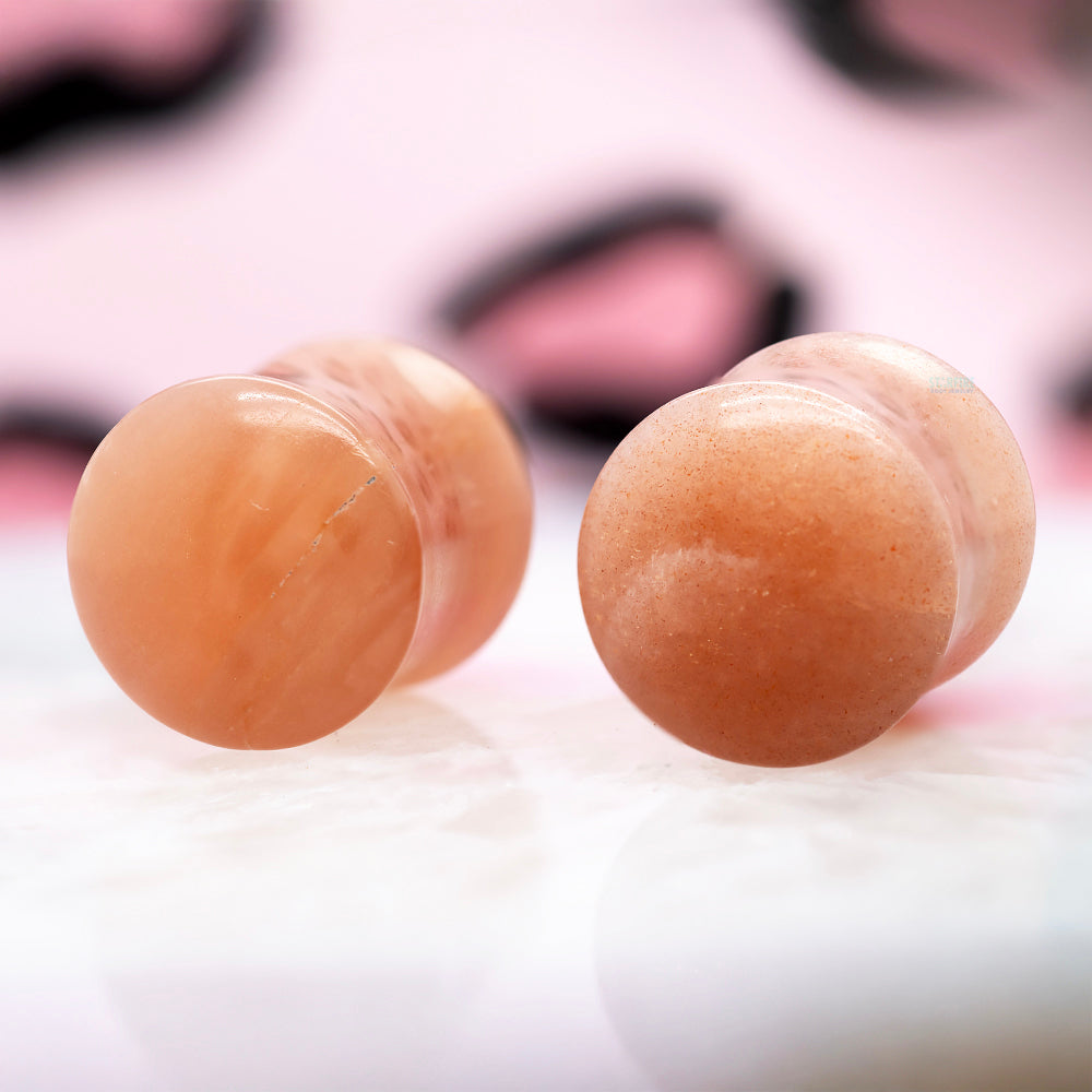 Stone Plugs - Peach Moonstone
