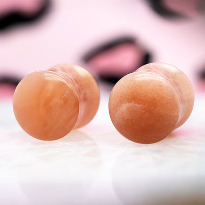 Stone Plugs - Peach Moonstone