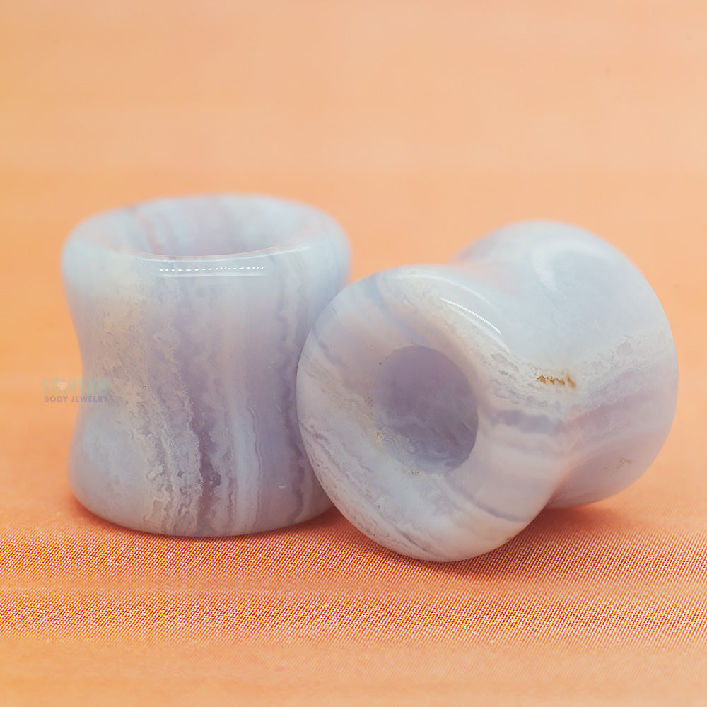 Stone Double Flare Eyelets - Blue Lace Agate