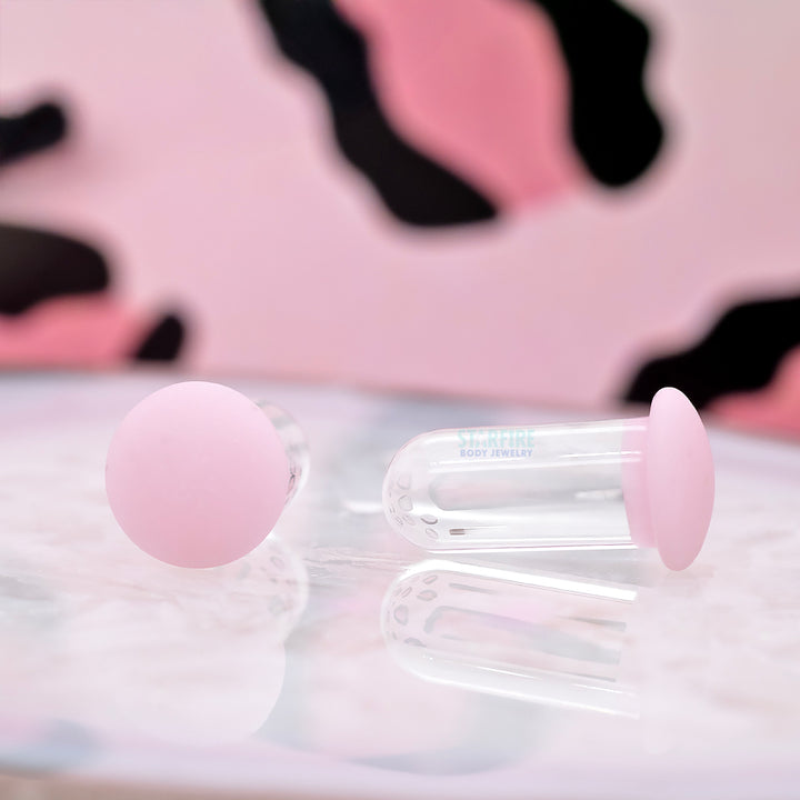 Glass Color Front Plugs - Matte Cotton Candy