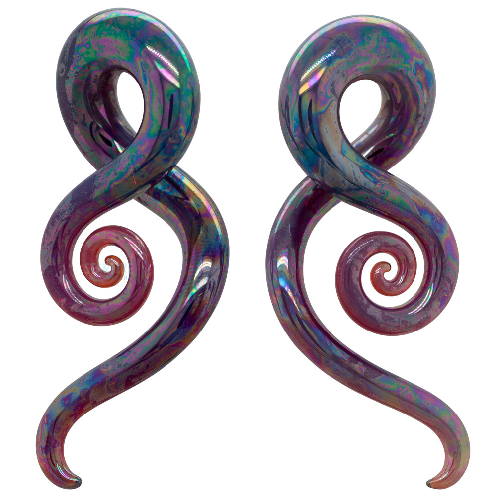Glass Mini Squids - Oil Slick Peacock Amber
