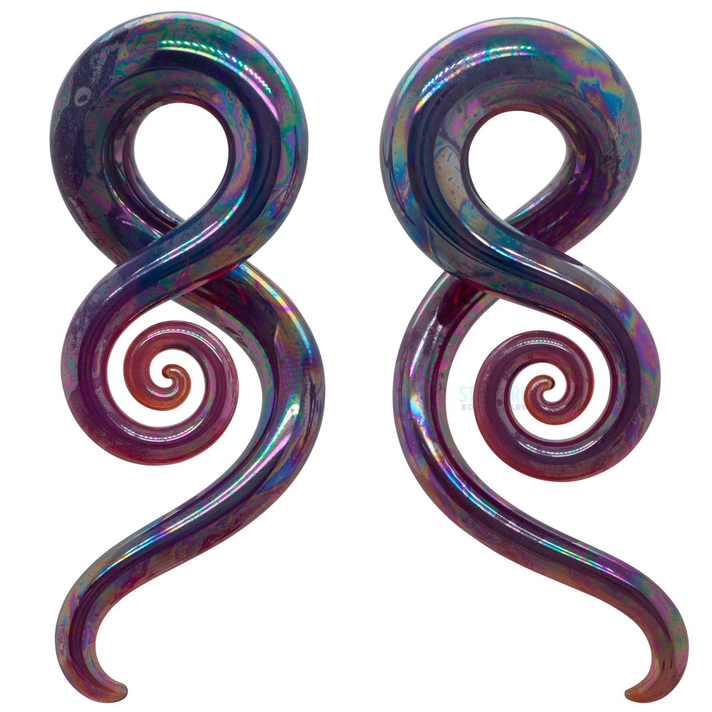 Glass Mini Squids - Oil Slick Peacock Amber