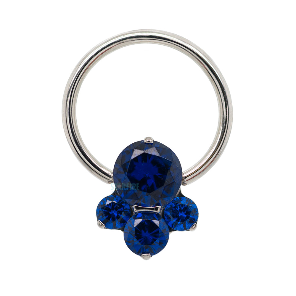 "Caeli" Prong-Set Faceted Gems Captive Bead Ring (CBR)