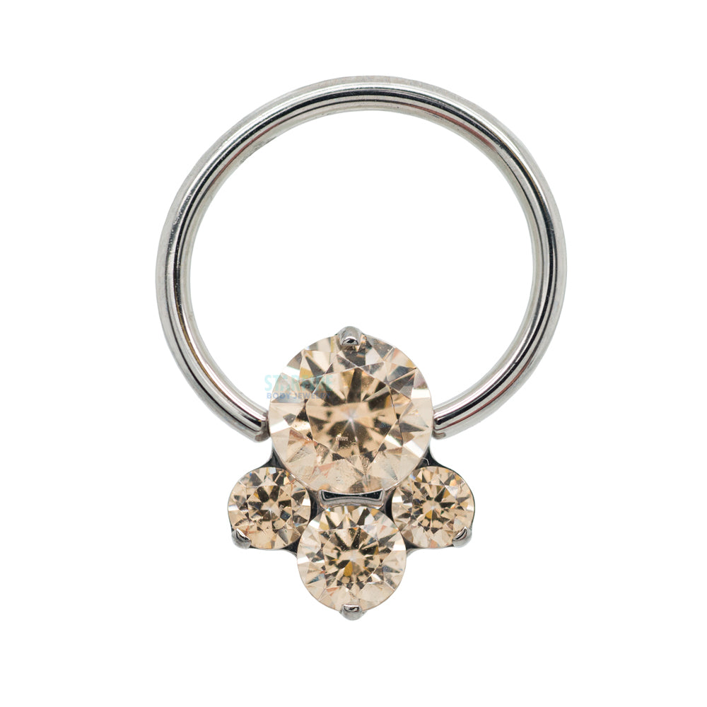 "Caeli" Prong-Set Faceted Gems Captive Bead Ring (CBR)