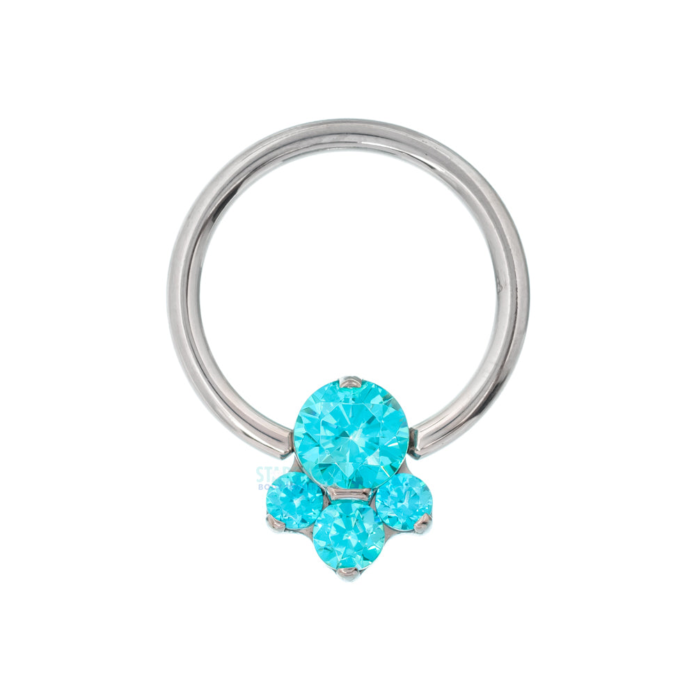 "Caeli" Prong-Set Faceted Gems Captive Bead Ring (CBR)