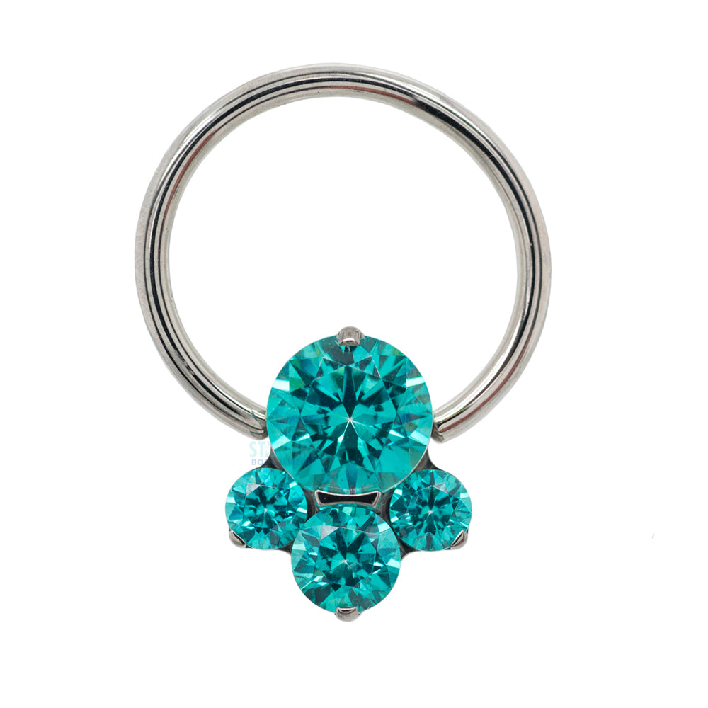"Caeli" Prong-Set Faceted Gems Captive Bead Ring (CBR)