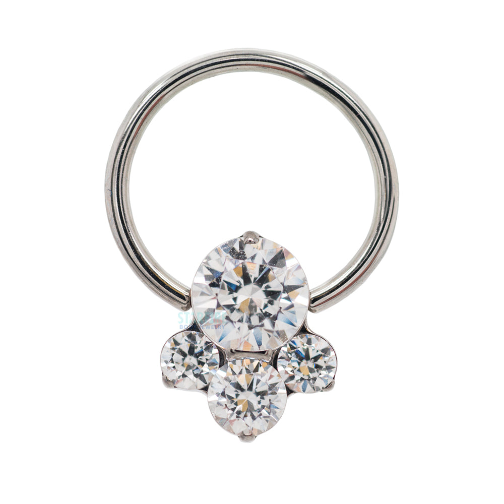 "Caeli" Prong-Set Faceted Gems Captive Bead Ring (CBR)
