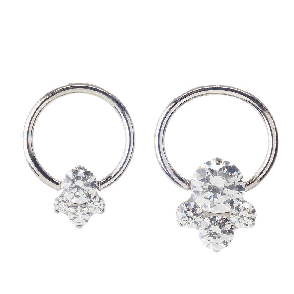 "Caeli" Prong-Set Faceted Gems Captive Bead Ring (CBR)