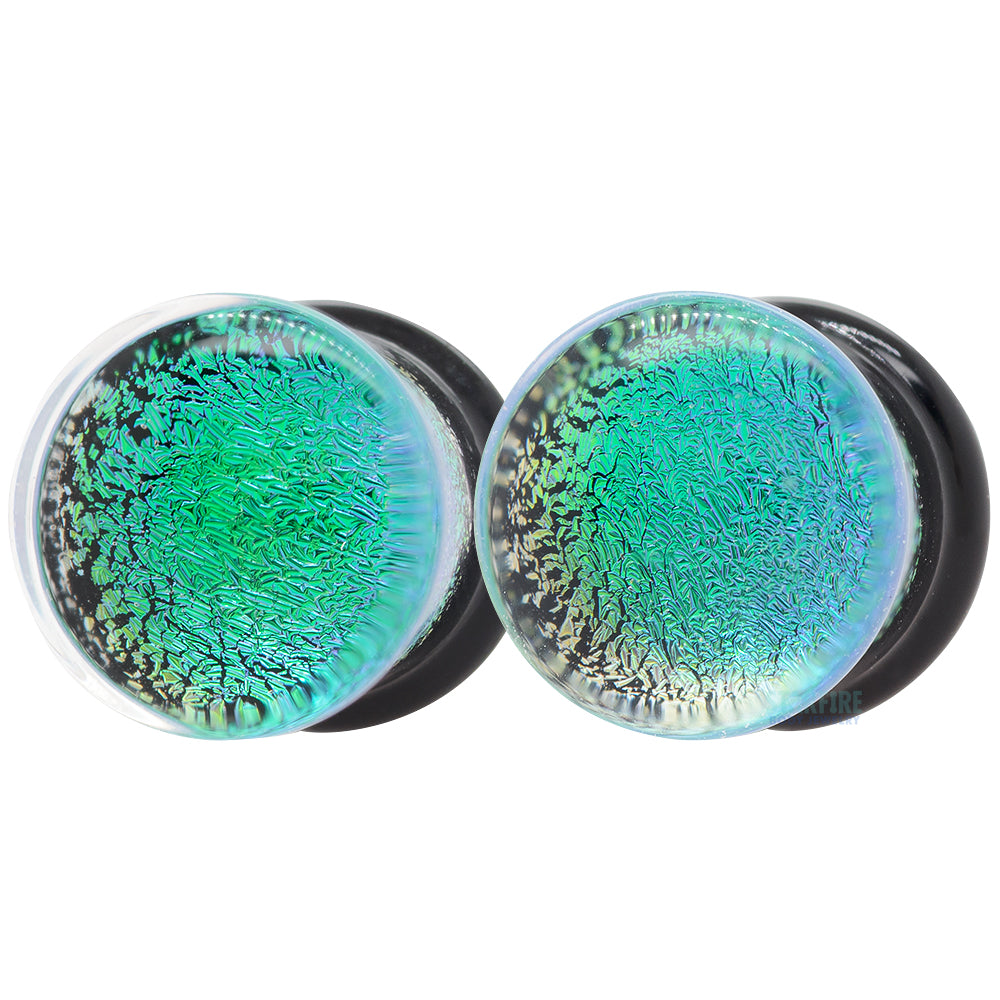 Dichroic Glass Plugs - Aqua