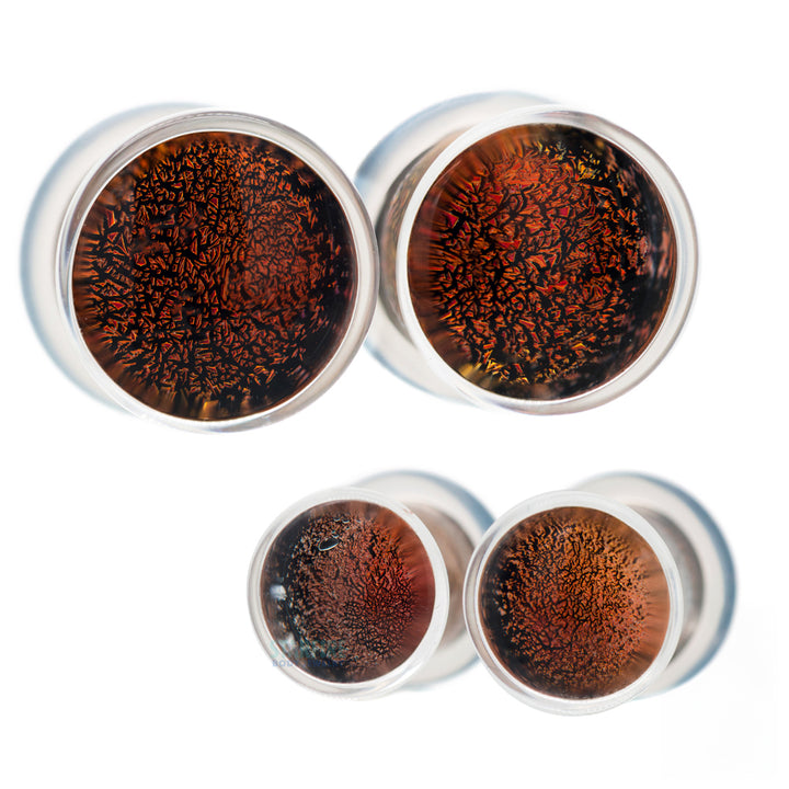 Dichroic Glass Plugs - Red Gold