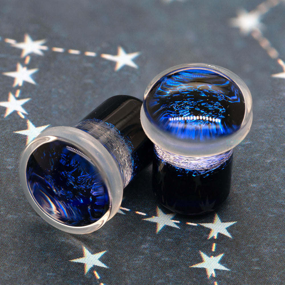 Dichroic Glass Plugs - Blue Purple