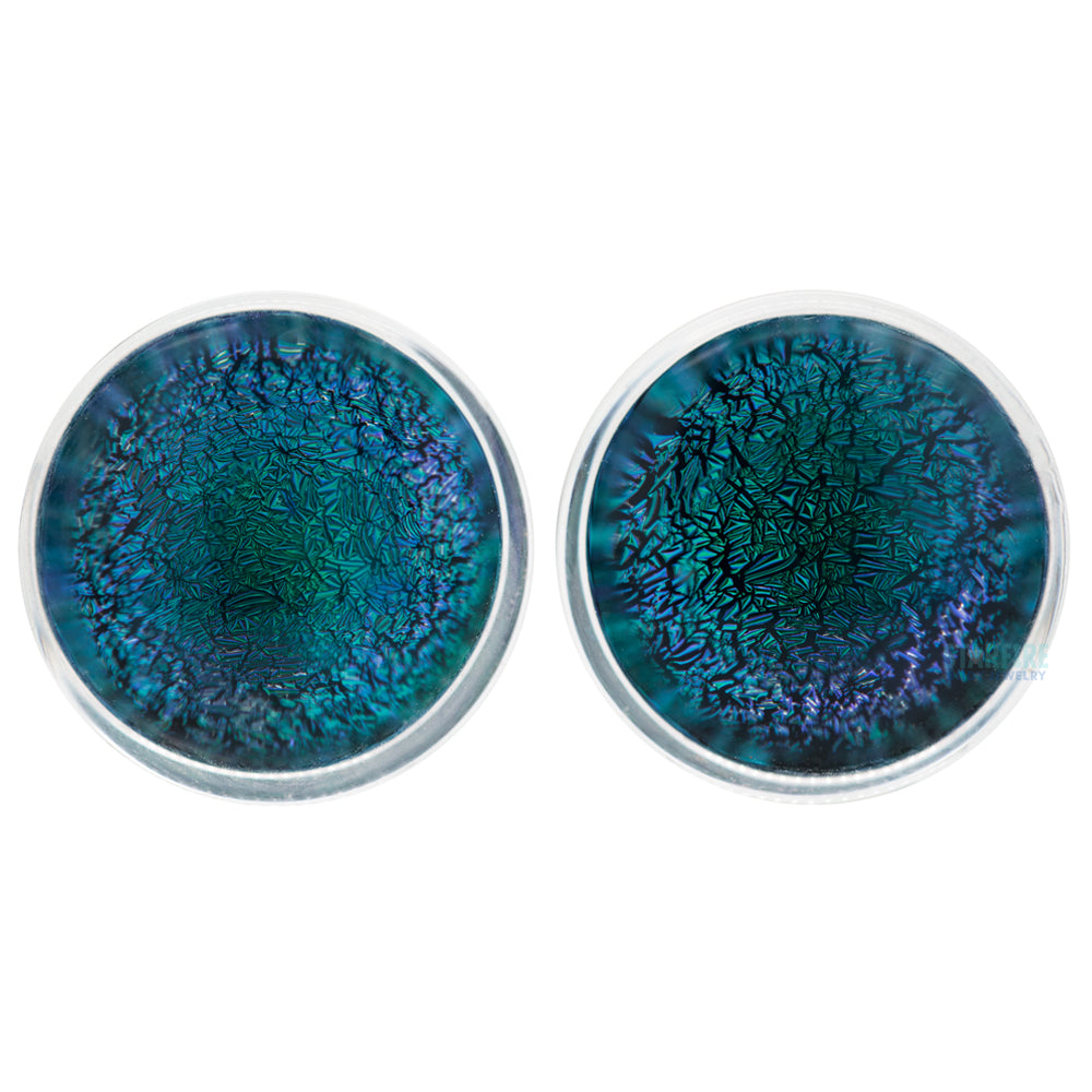 Dichroic Glass Plugs - Aqua