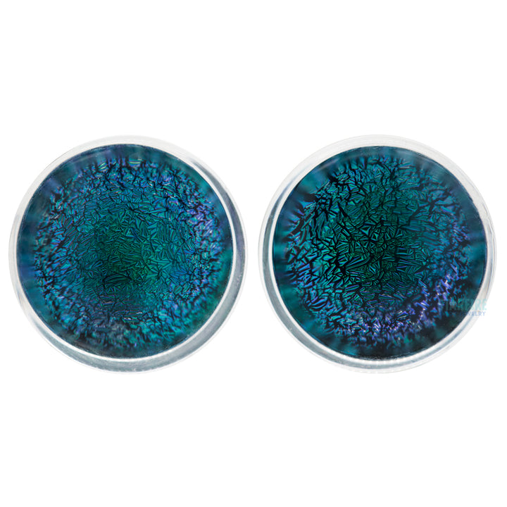 Dichroic Glass Plugs - Aqua
