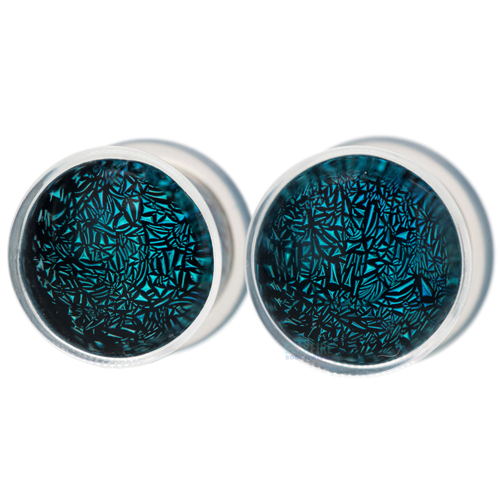 Dichroic Glass Plugs - Blue